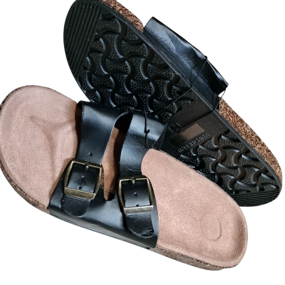 Black Leather Women's Sandals